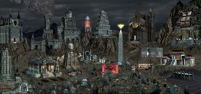Так выглядит Некрополис со всеми возведёнными постройками в игре Герои меча и магии 3.