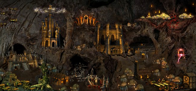 Так выглядит Темница со всеми возведёнными постройками в игре Герои меча и магии 3.