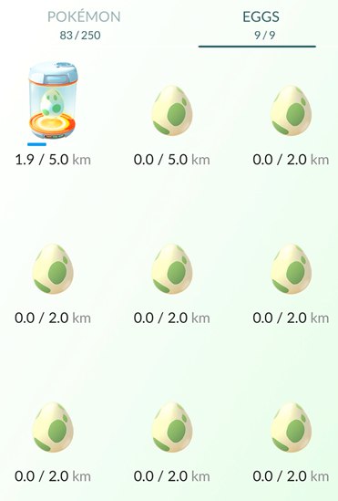 Яйца в Pokemon GO бывают трёх видов.